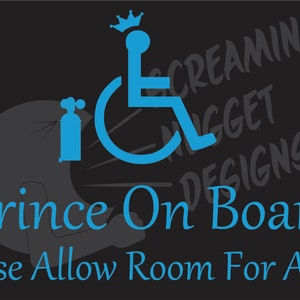 Prince On Board 8 inch decal (with or without oxygen tank)