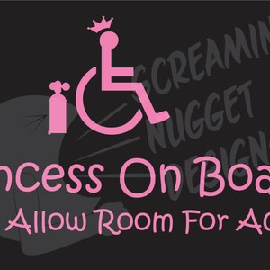 Princess On Board 8 inch decal (with or without oxygen tank)