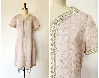 vintage 1960's pink knit mod dress - medium