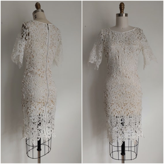 vintage 1990s white lace cocktail dress / modern w