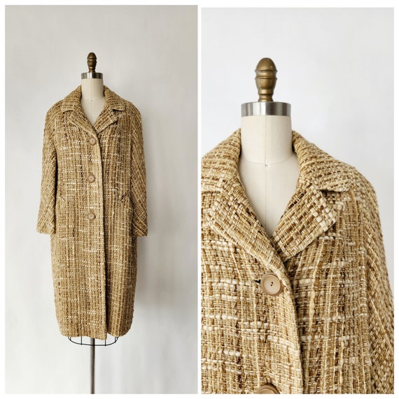 vintage 1960's wool boucle coat original 60's woo… - image 1