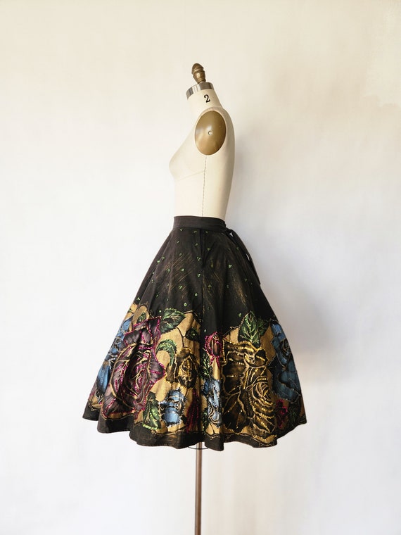 1950s Sequin Mexican Circle Skirt with Hand Paint… - image 8