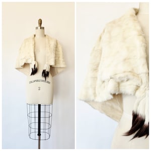 Vintage 1940s weißes Kaninchenfell Cape / Stola / Hochzeitsjacke, klein - Weihnachtsgeschenk für Sie