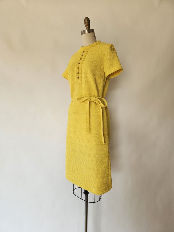 vintage 1960's mid-century sunshine yellow knit d… - image 4