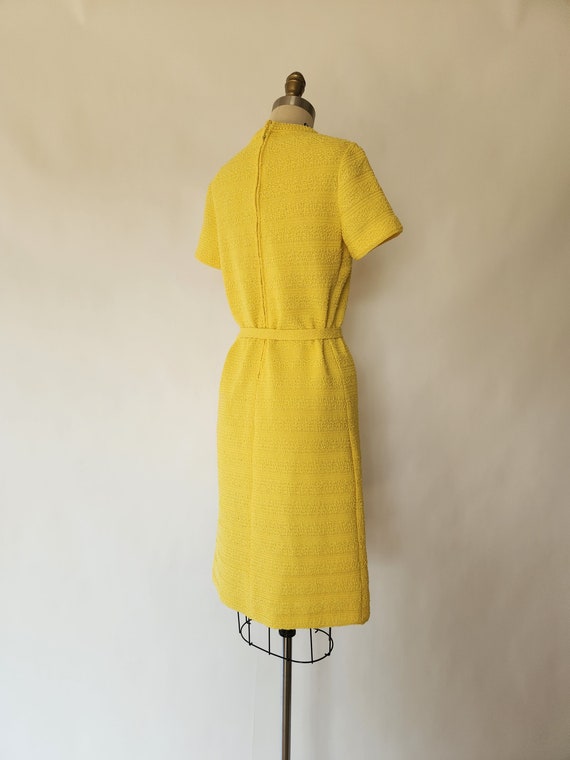 vintage 1960's mid-century sunshine yellow knit d… - image 7