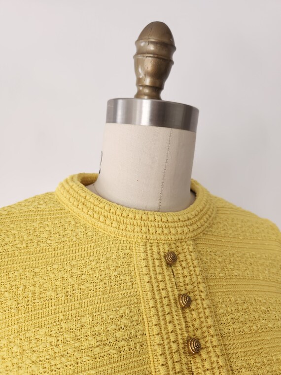 vintage 1960's mid-century sunshine yellow knit d… - image 3