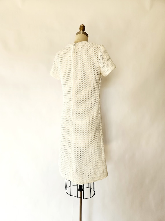 vintage 1960's mid-century white knit dress - sma… - image 7