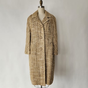 vintage 1960&#39;s wool boucle coat original 60&#39;s wool coat sixties wool coat - large