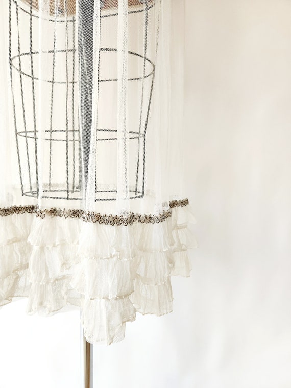 antique / vintage 1930s white netting and beaded … - image 10