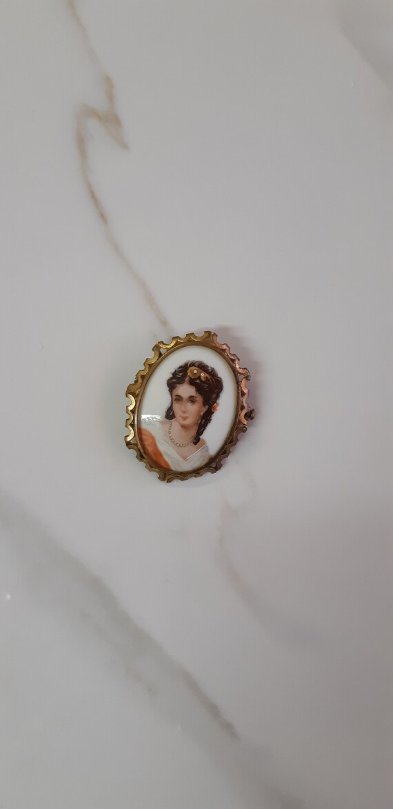 1930s limoges brooch - vintage 1930s french limoge