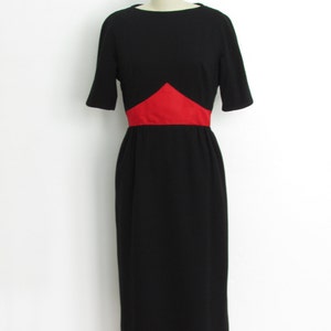 vintage 1980s black and red power wool dress
