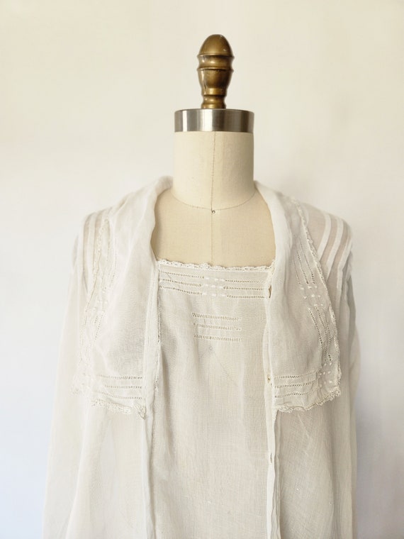 Antique edwardian white cotton lace and ruffled s… - image 2