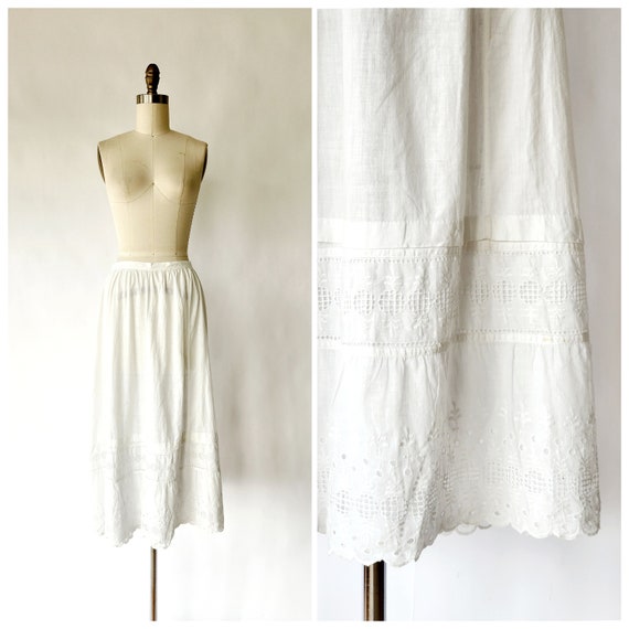 antique edwardian 1910s white cotton embroidered … - image 1