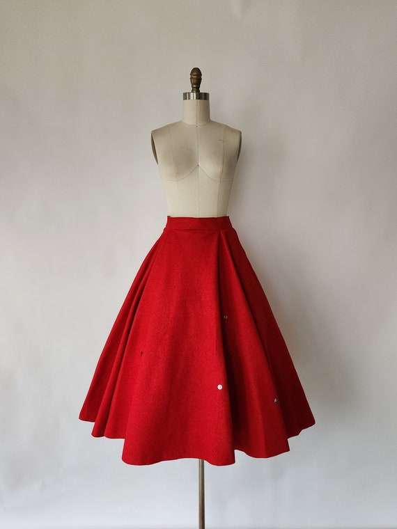 Buy Vintage 1950s Red Felt Full Circle Skirt With Sequins Online  