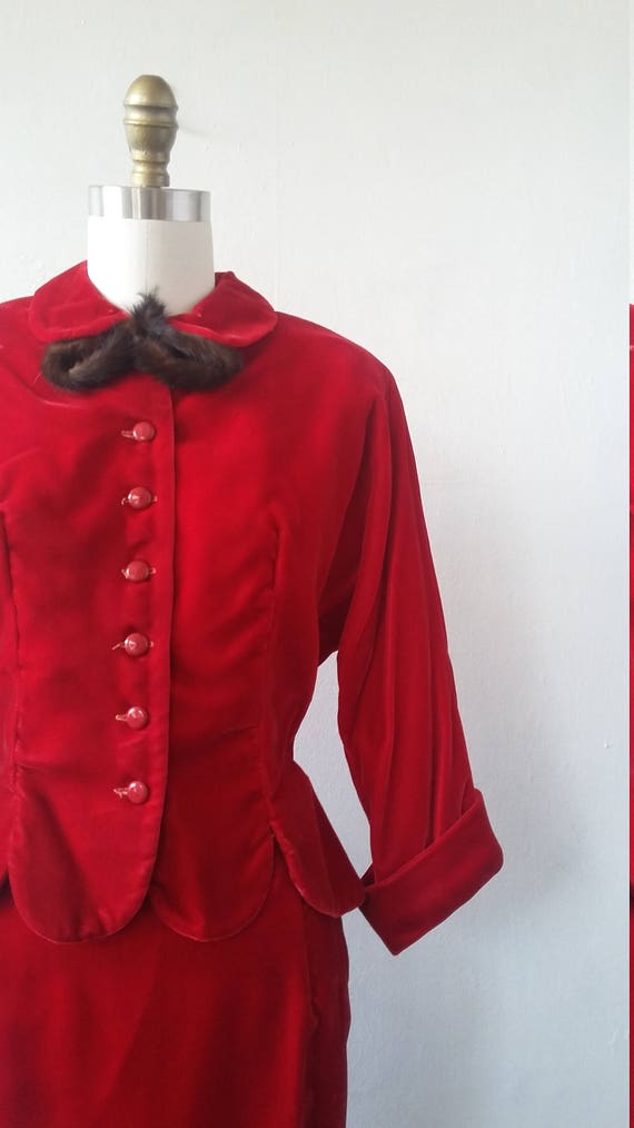 1940s velvet dress suit | vintage 1940s velvet sui