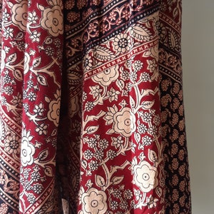 vintage 1970s block print dress - 70s bohemian black and brown block print Indian cotton kaftan maxi dress - fits most sizes