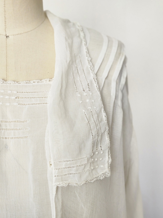 Antique edwardian white cotton lace and ruffled s… - image 4