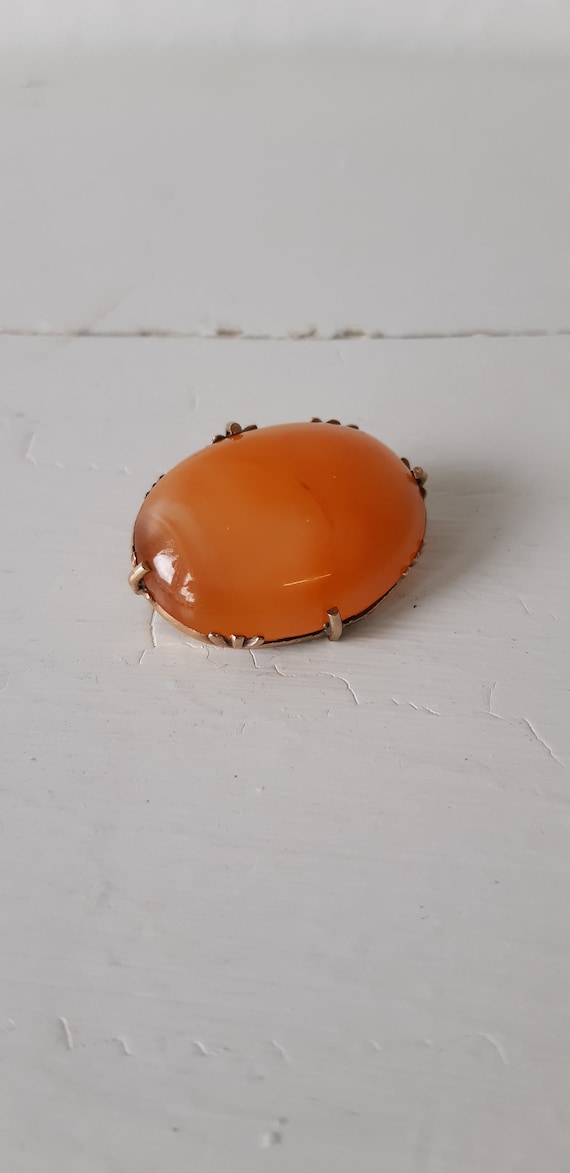 victorian brooch - victorian orange agate oval bro