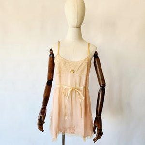 antique 1920&#39;s pink silk and embroidered step-in with ribbon original vintage 20s lingerie - twenties lingerie - gift for her