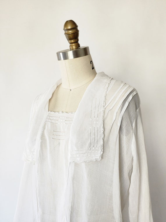 Antique edwardian white cotton lace and ruffled s… - image 5