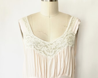 vintage 1940s soft pink lace and cut nightgown / negligee - small