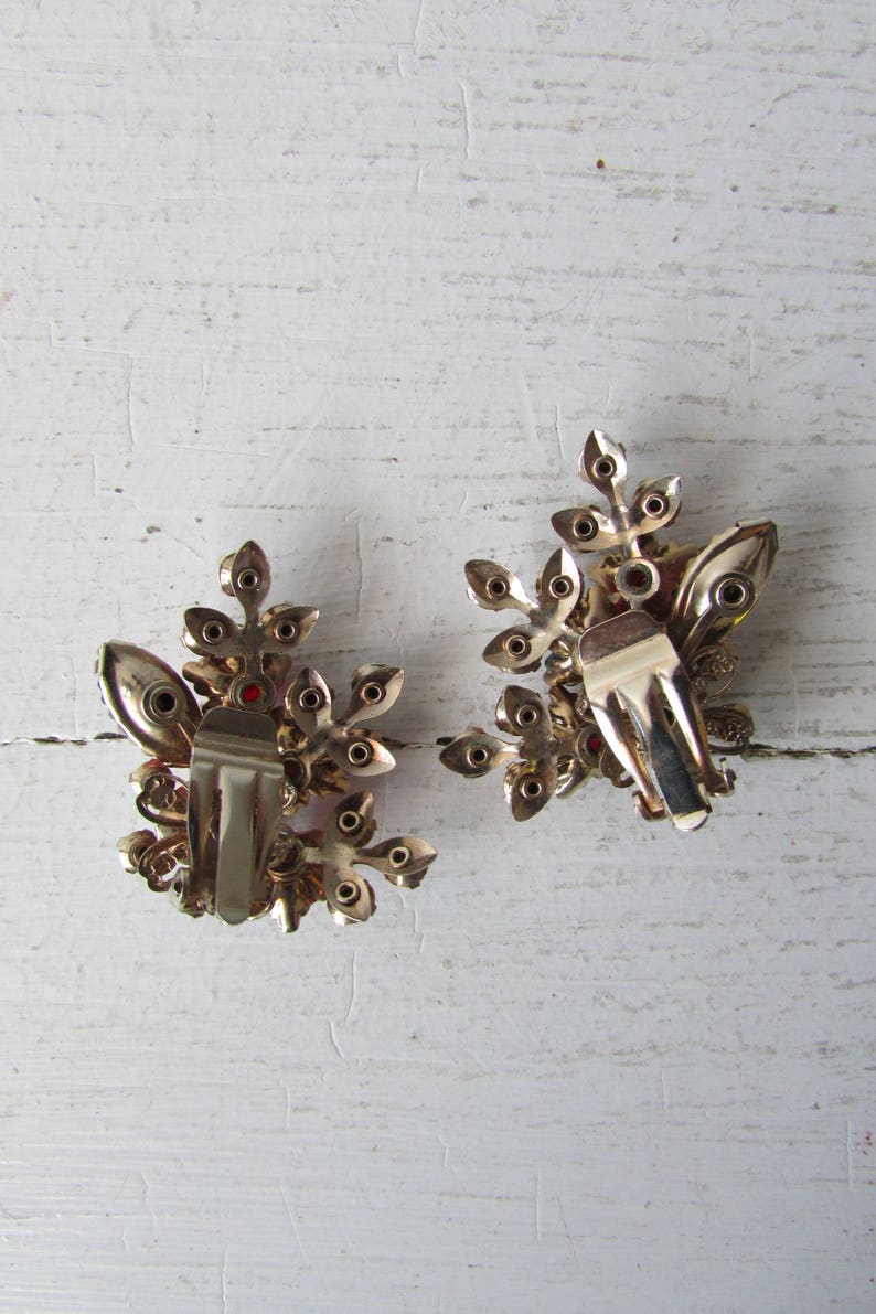 aurora borealis clip on earrings rhinestone earrings vintage jewelry vintage earrings Ina/'s Earrings jewellery 50/'s earrings