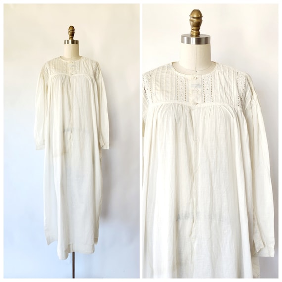 antique vintage Edwardian 1910's white cotton nigh