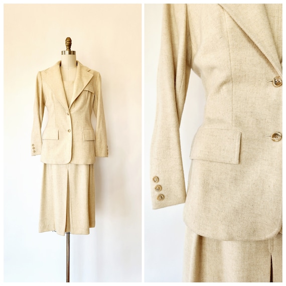 vintage 1970's dress and blazer suit - medium - g… - image 1