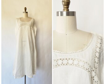 antique vintage Edwardian / Victorian 1910's white cotton nightgown - x large - xx large