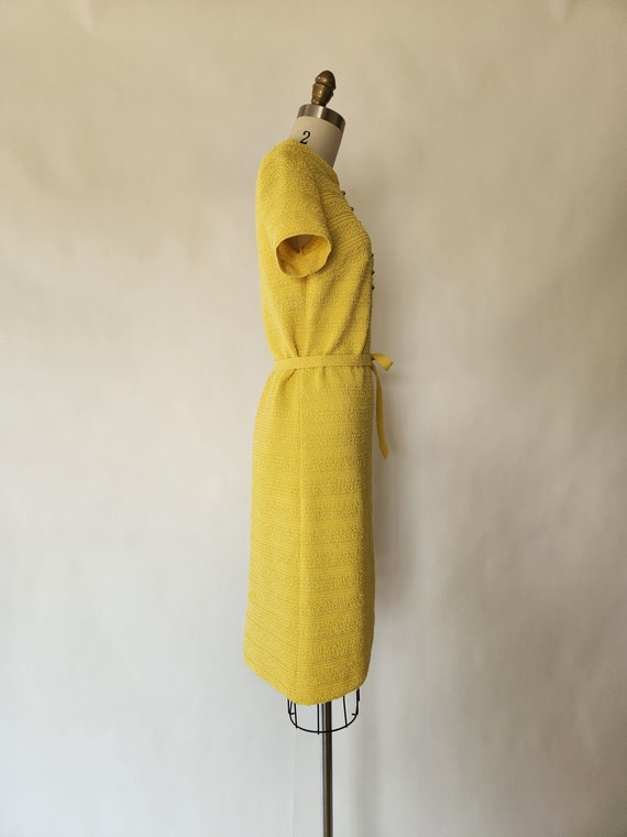 vintage 1960's mid-century sunshine yellow knit d… - image 8