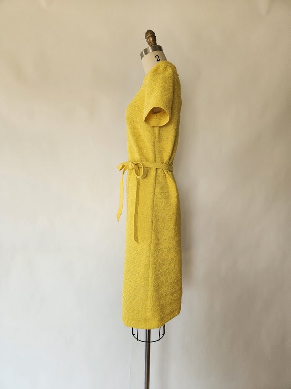 vintage 1960's mid-century sunshine yellow knit d… - image 5