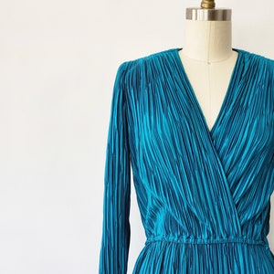 vintage 1970s turquoise blue textured dress - medium
