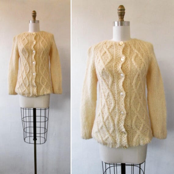 vintage mohair sweater - vintage 1950s cream mohai