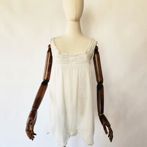 antique embroidered cotton and lace step-in lingerie - medium