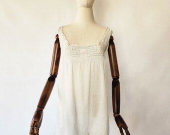 antique embroidered cotton and lace step-in lingerie - medium