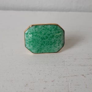 antique brooch - edwardian peking glass brooch 10K gold - vintage green brooch