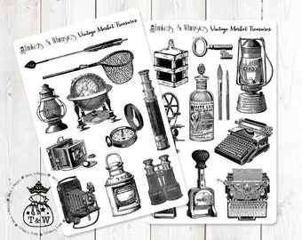 Vintage Market Treasures Planner Stickers | Vintage Stickers | Retro Stickers