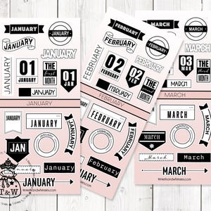 Maandstickers | Datumstickers | Maanden van het jaar 1e kwartaal