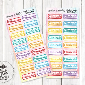 Tracker clinico per studenti infermiere / Adesivo clinico / Adesivi per scuole infermieristiche / Adesivi per studenti infermiere / Bolla vocale