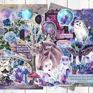 Stickers journal lune mystique | Stickers mystiques | Ensemble d'autocollants magiques éphémères pour journal