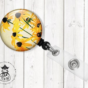 Flowers Retractable ID Badge Holder | Floral Badge Reel