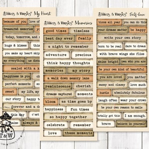 Inspirerende woorden en zinnen Stickers | Herinneringen zelfliefde woorden stickers | Stickers liefdescitaten en -zinnen