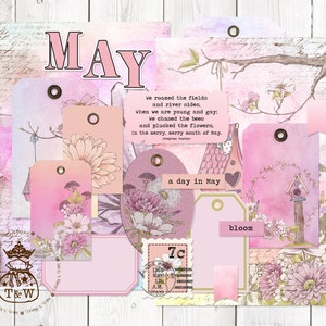 Merry May Journal Stickers Set | Spring Journal Ephemera | Floral Sticker Set