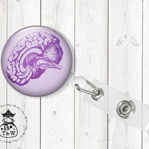 Brain Retractable Badge Holder | Psychologist | Neurologist Badge Reel | Neuro Nurse Badge Holder