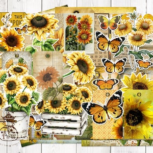 Midsummer Whims Journal Stickers | Sunflower Stickers | Journal Ephemera Sunflower Sticker Set