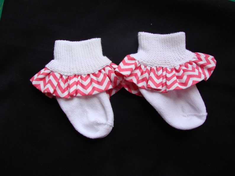 Newborn / Infant Baby Girl Chevron Ruffled Socks Etsy