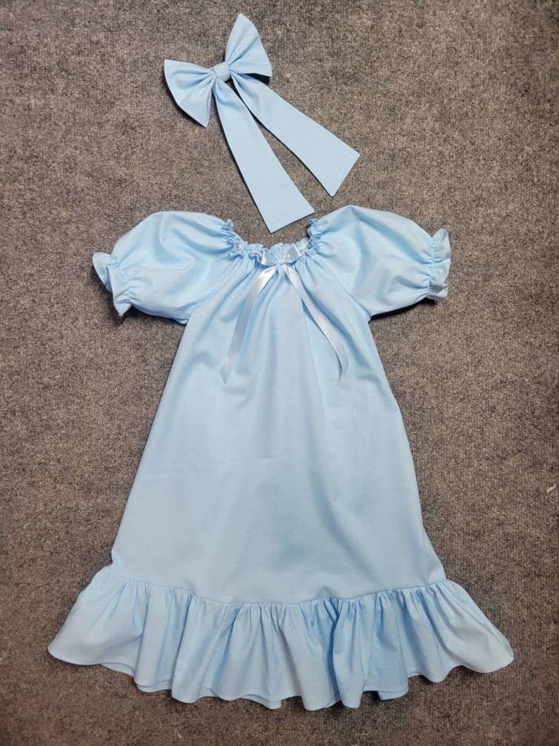 Blue Prairie Dress/Wendy Darling costume/ Girls Blue full length Dress/ Frontier Dress/ Old Fashioned Dress image 1