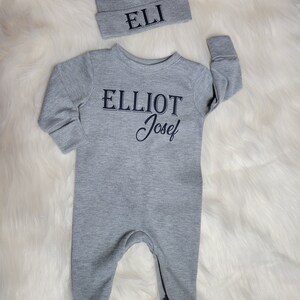 Newborn Boy outfit / Newborn Sleeper/ Baby shower gift/ outfit and hat set/ take home outfit boy / hospital outfit boy