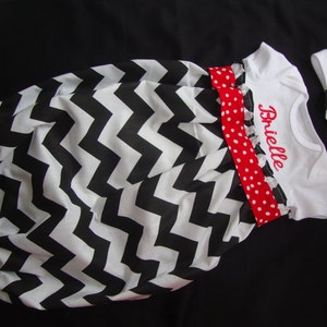 Newborn/ Infant Chevron Take Me Home Gown with Matching Headband in Black and Red image 1