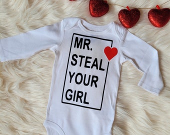 BABY BOY VALENTINE/ Baby valentine bodysuit/ Boy Valentine Newborn-24 months/ infant boy valentine bodysuit/ Mr. Steal Your Girl Bodysuit.